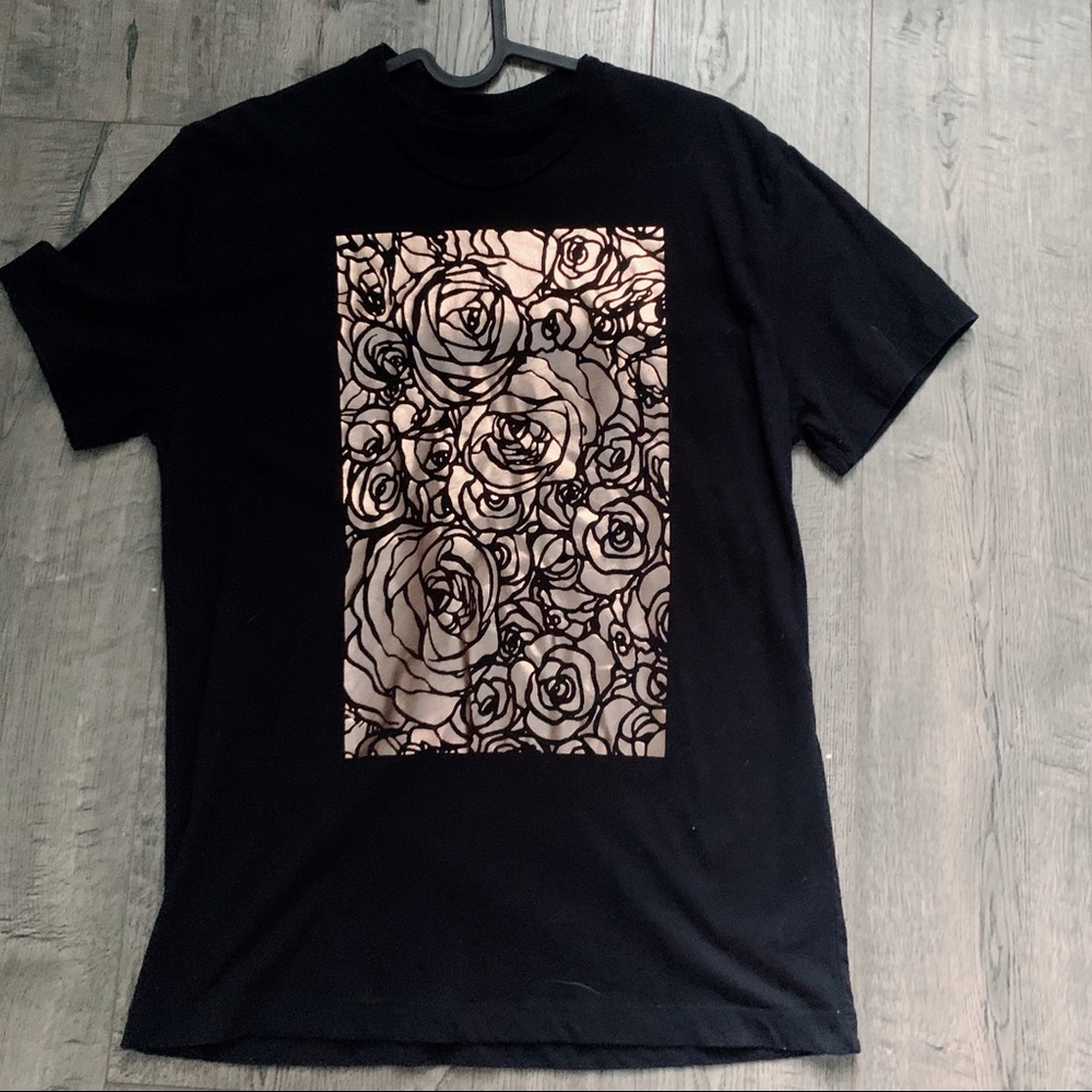 Maje black gold rose print Tee